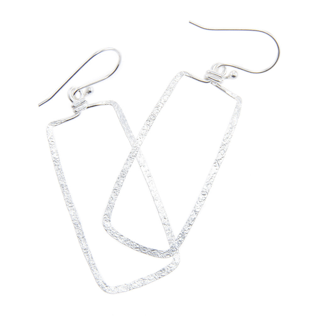 Hammered Rectangle Earrings - Sterling