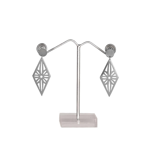 Diamond Cutout Silver Earrings