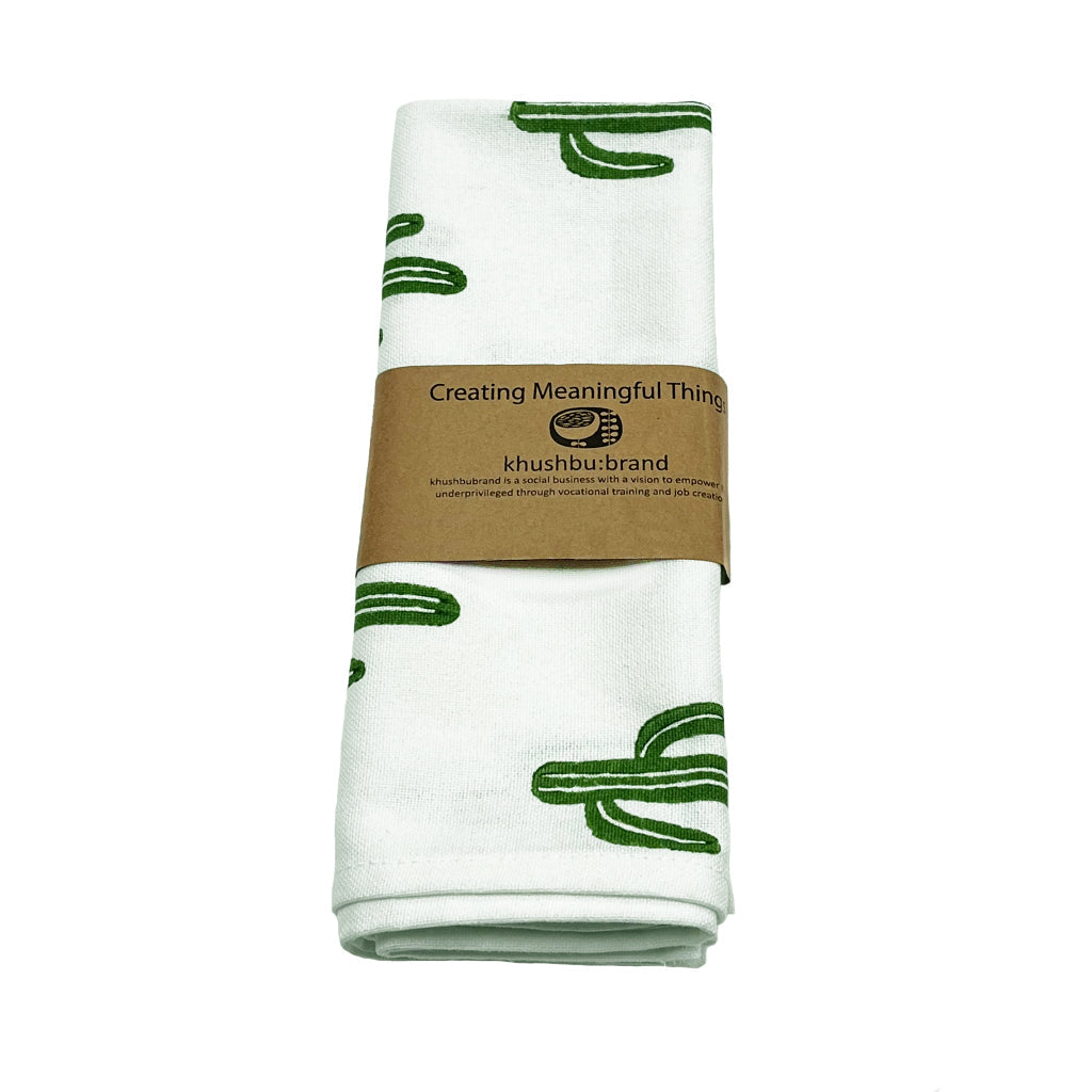 Green Cactus Tea Towel