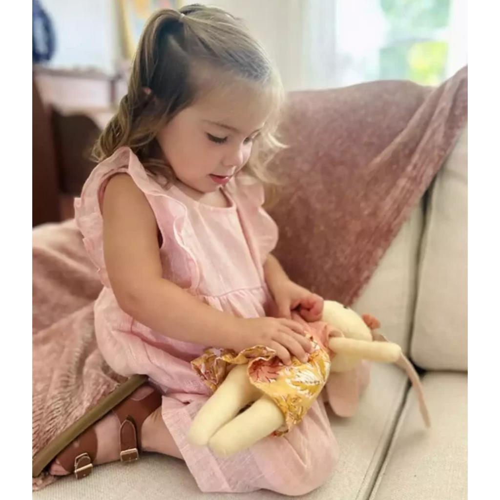 Girl's Linen Ruffle Dress