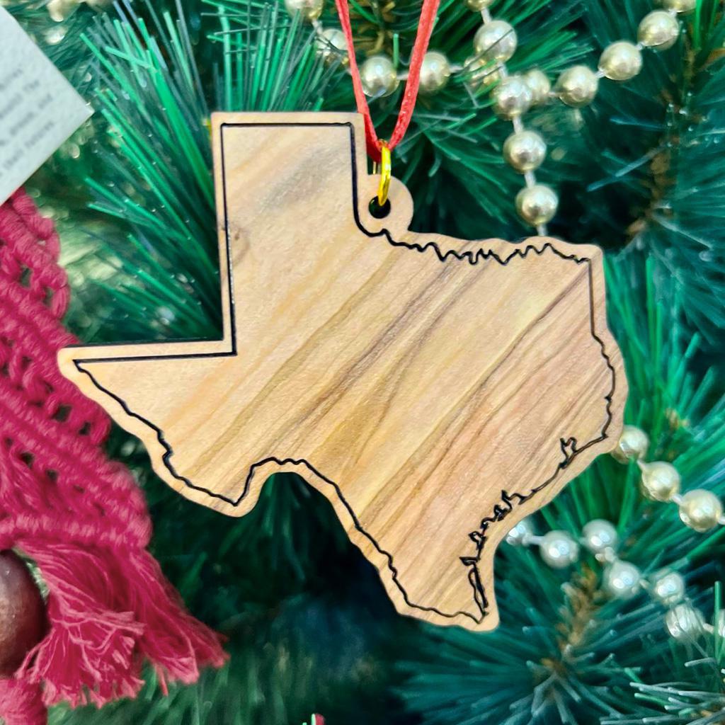 Olive Wood State Ornament