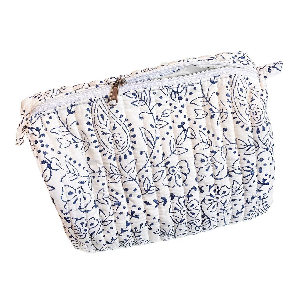 Quilted Block Print Toiletry Bag