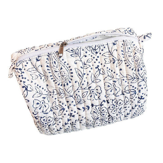Quilted Block Print Toiletry Bag