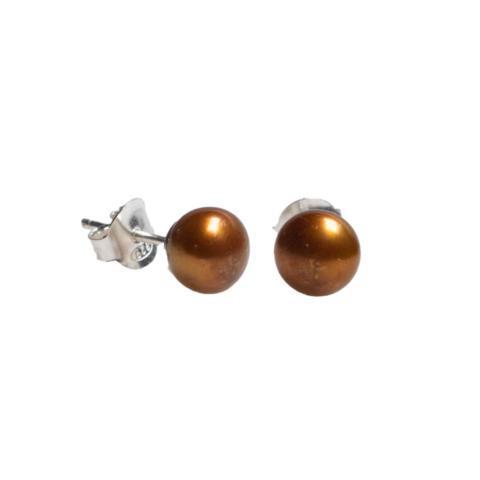 Copper Pearl Stud Earrings