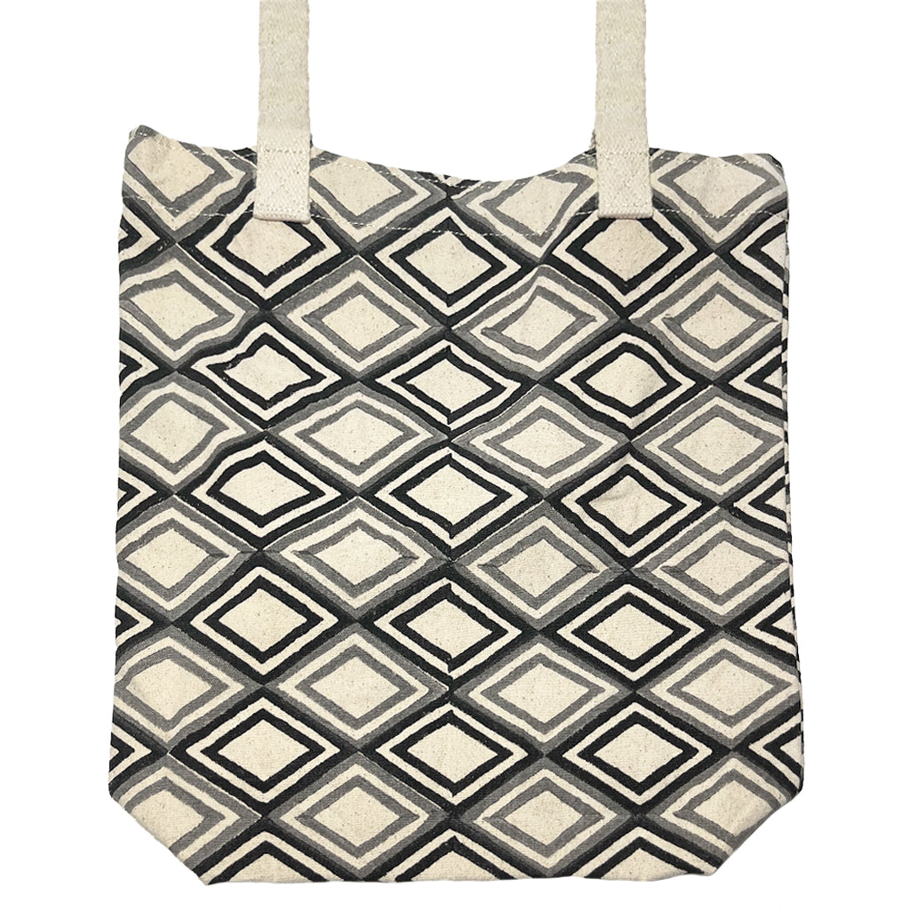 Black & Grey Diamond Cotton Tote