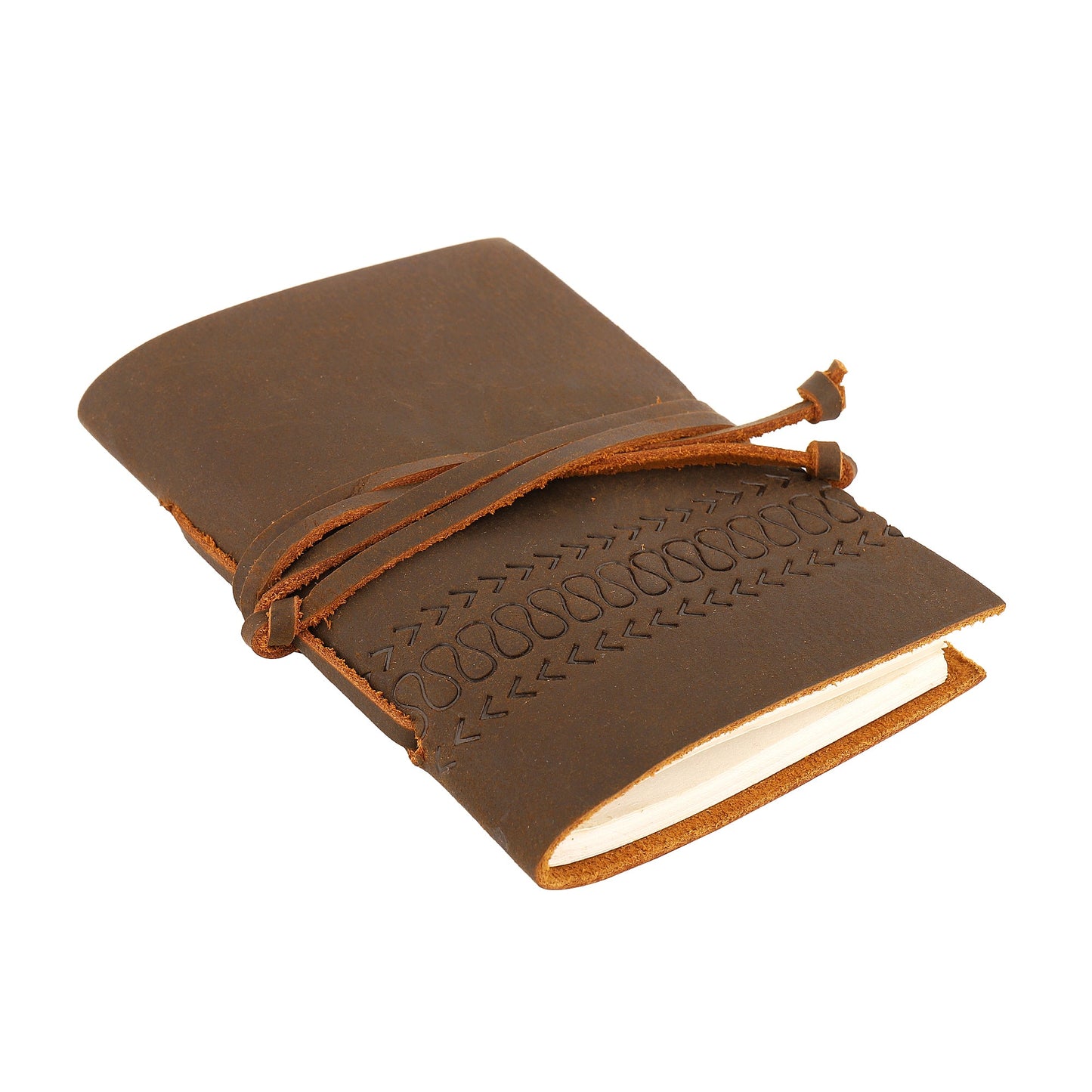 Leather Fishbone Pocket Journal