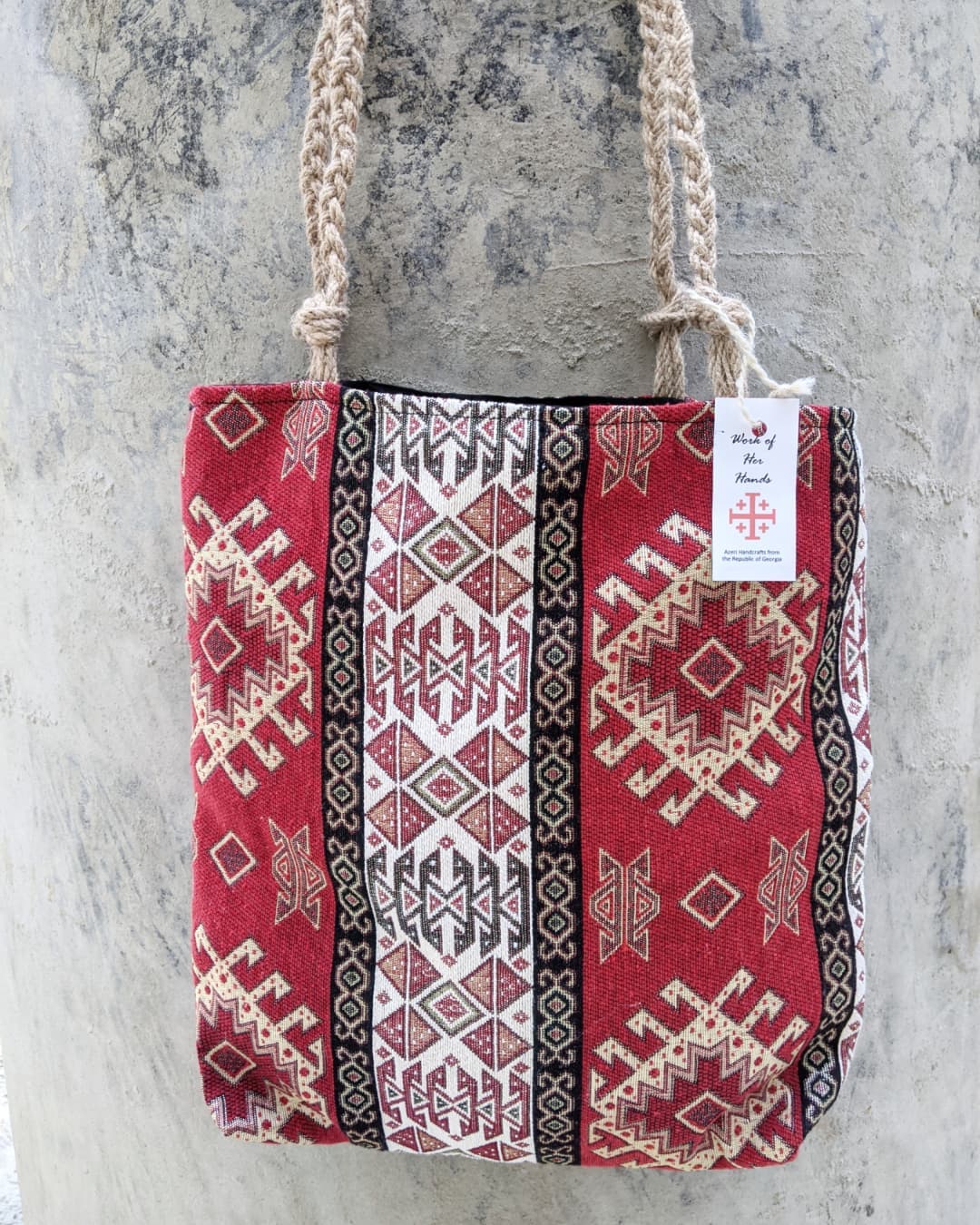 Woven Kilim Tote - Red