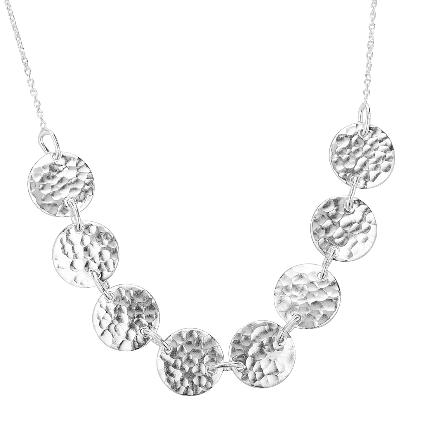 Rhodium Mini Disc Necklace