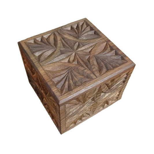Carved Hinged Box 5 in x 5 in