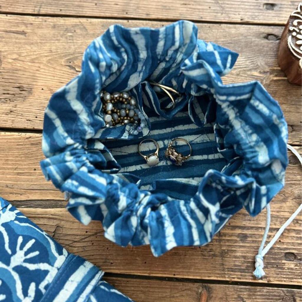 Block Print Jewelry Pouch