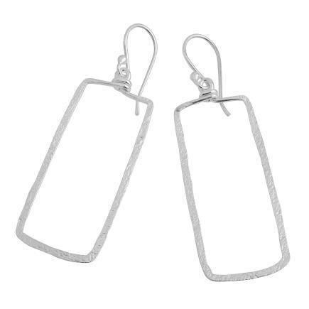 Hammered Rectangle Earrings - Sterling