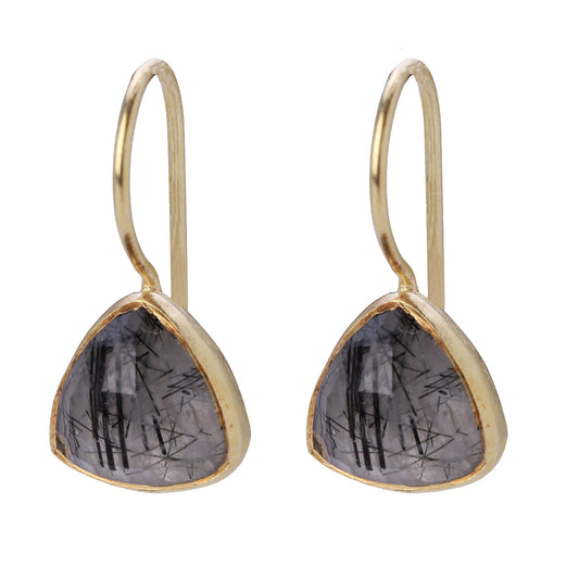 Black Rutile Gold Earrings