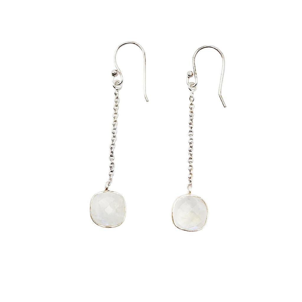 Long Drops Moonstone Earrings