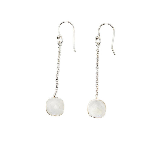 Long Drops Moonstone Earrings