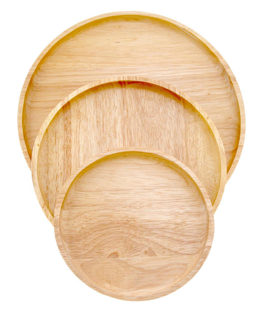 Rubber Tree Wood Tray Circle SM