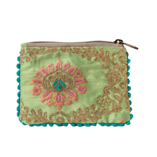 Pale Green Fringed Coin Pouch