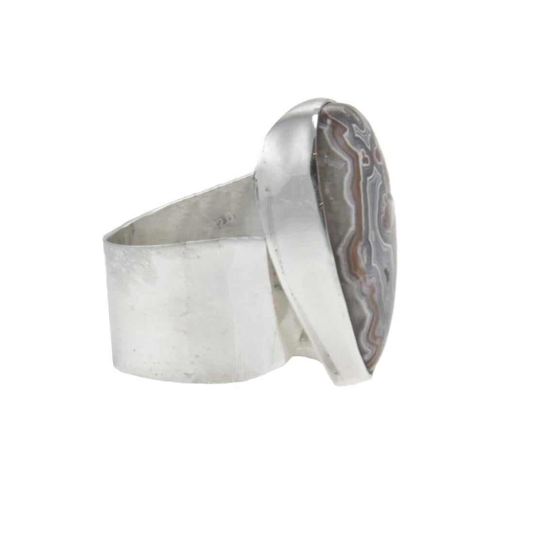 Crazy Lace Agate Silver Ring