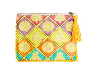 Embroidered Pouch - Orange Trim