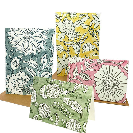 Block Print Floral Card Set