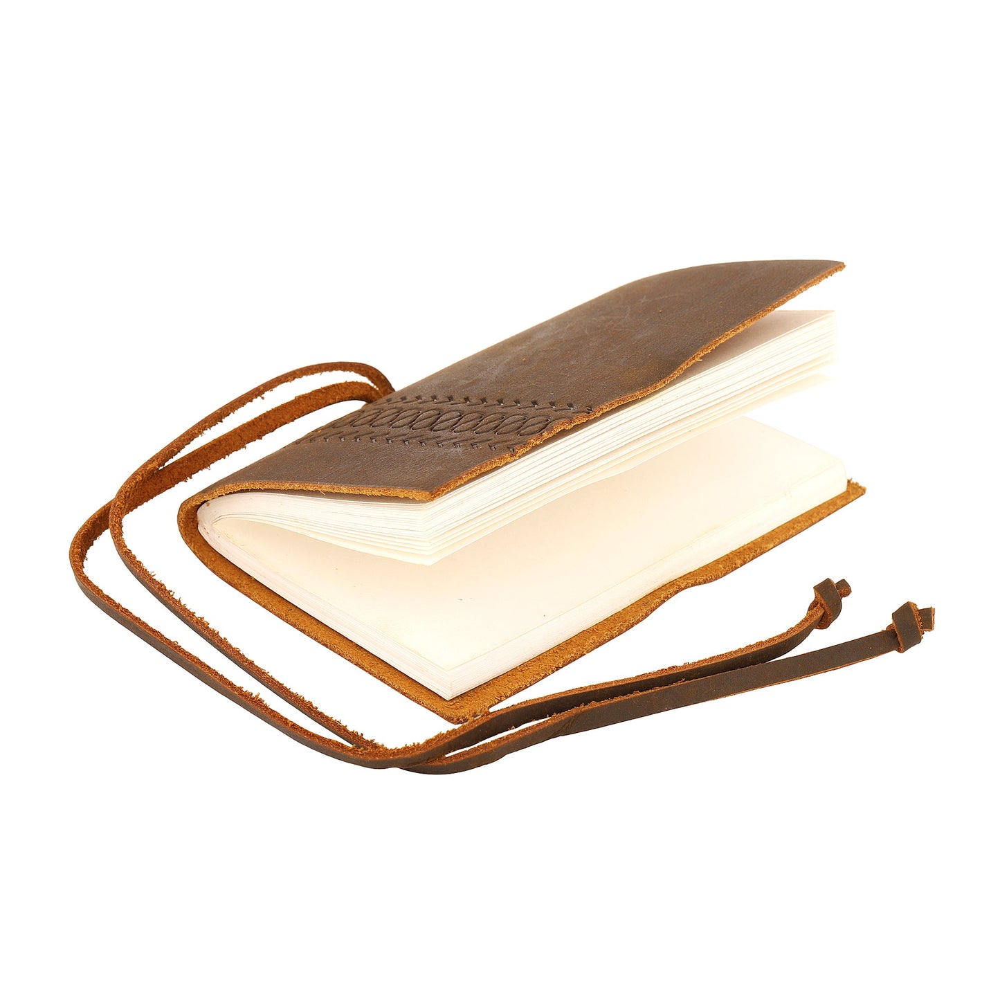 Leather Fishbone Pocket Journal