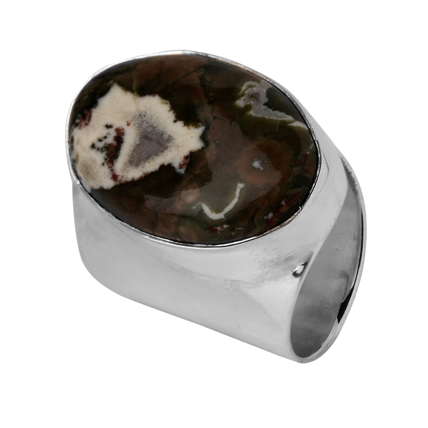 Rainforest Jasper Silver Ring