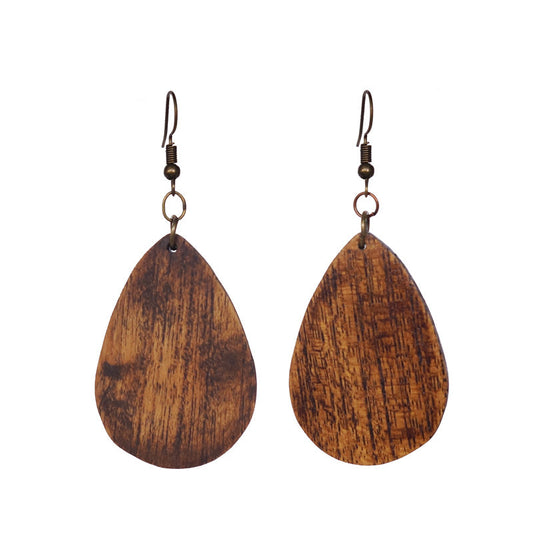 Wooden Teardrop Earrings