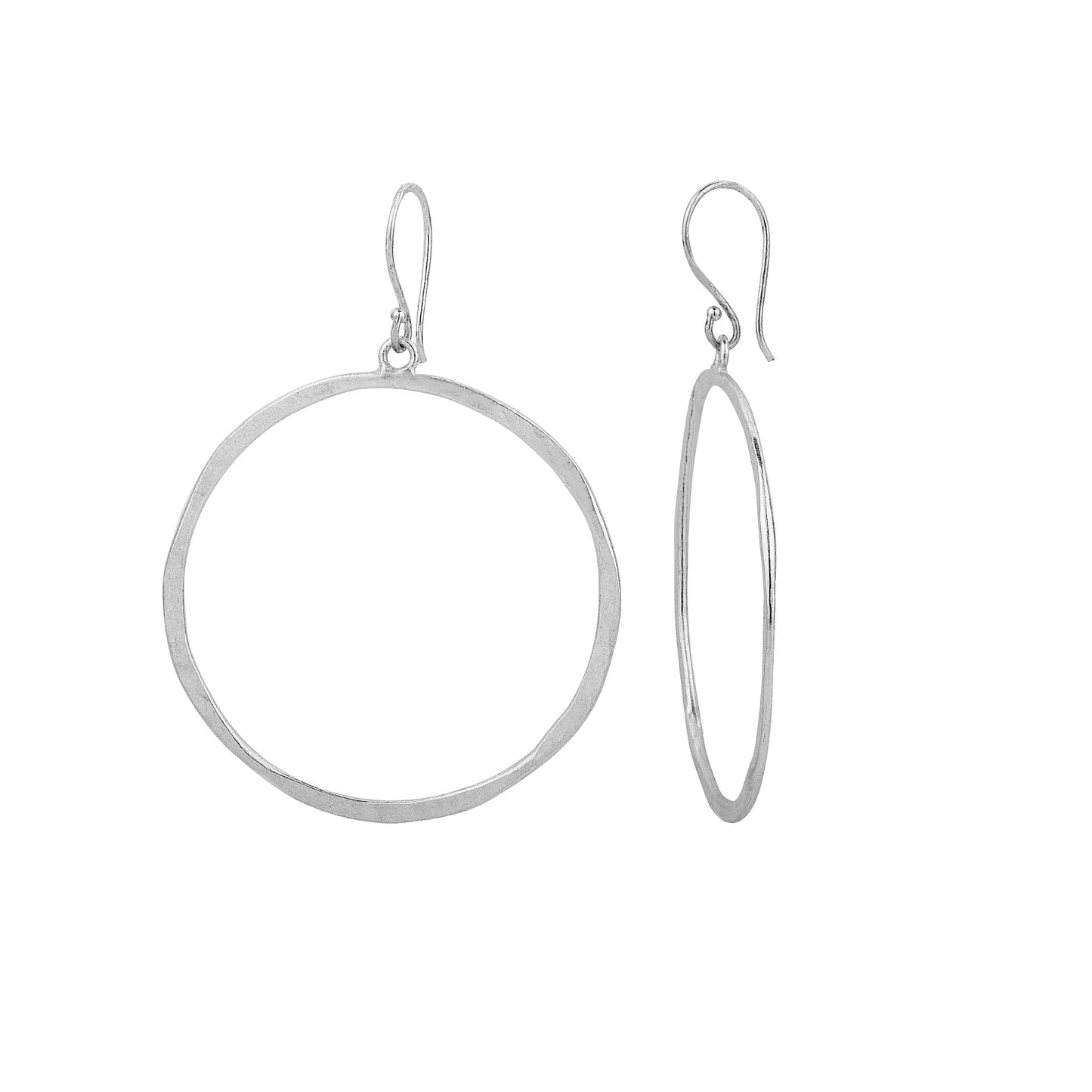 Hammered Silver Circle Earrings