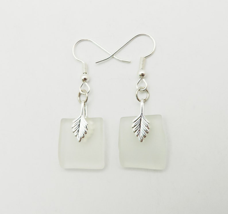 Frosted Silver Leaf Earrings