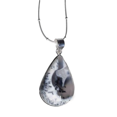 Dendritic Agate Silver Pendant Necklace