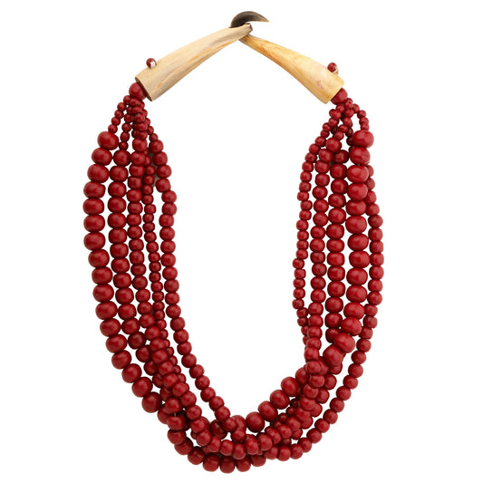 Shakti Beaded Necklace in Cranberry