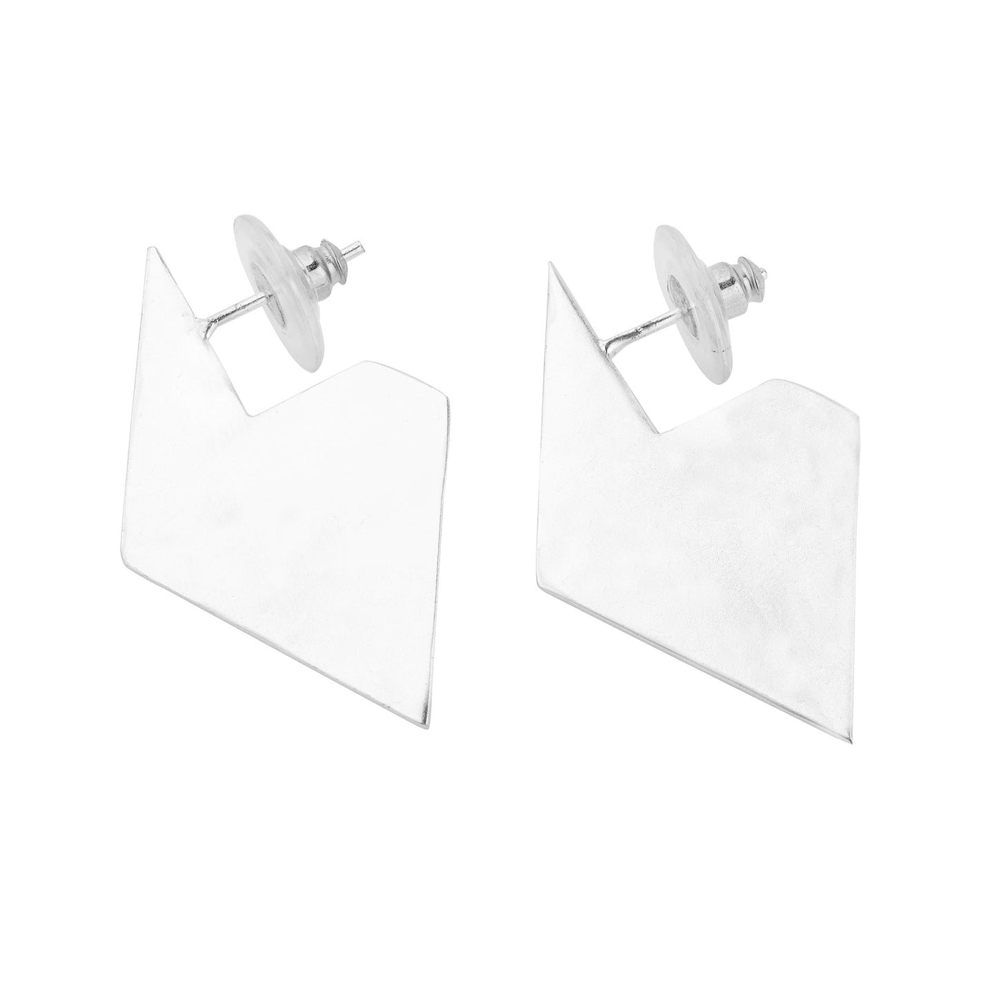 Silver Diamond Profile Earrings