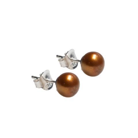 Copper Pearl Stud Earrings