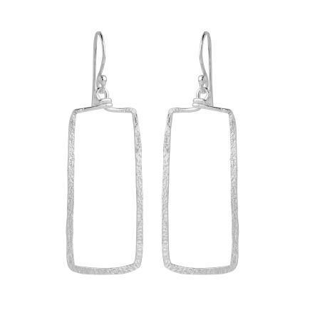 Hammered Rectangle Earrings - Sterling