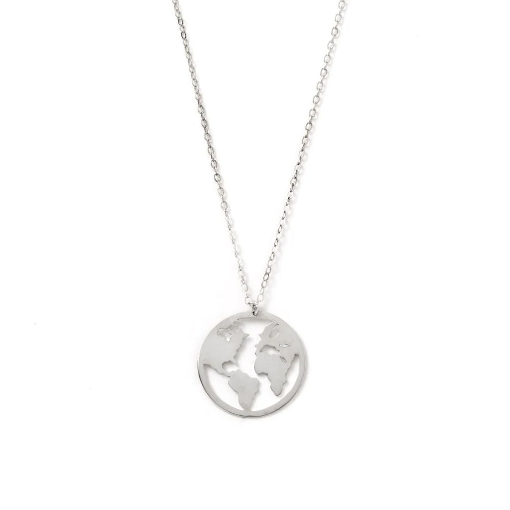 Silver Isabella World Map Necklace