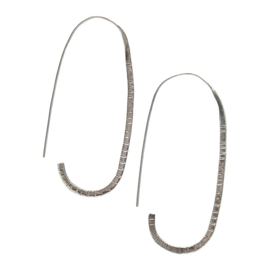 Hammered Oval Earrings - Sterling