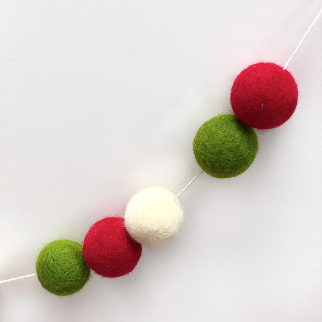 Christmas Wool Ball Garland