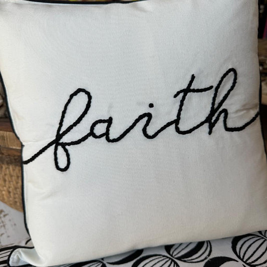 Embroidered Faith Pillow