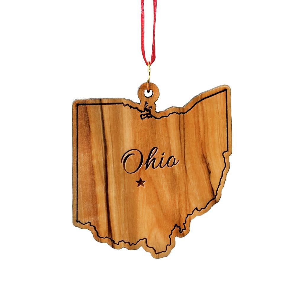 Olive Wood State Ornament