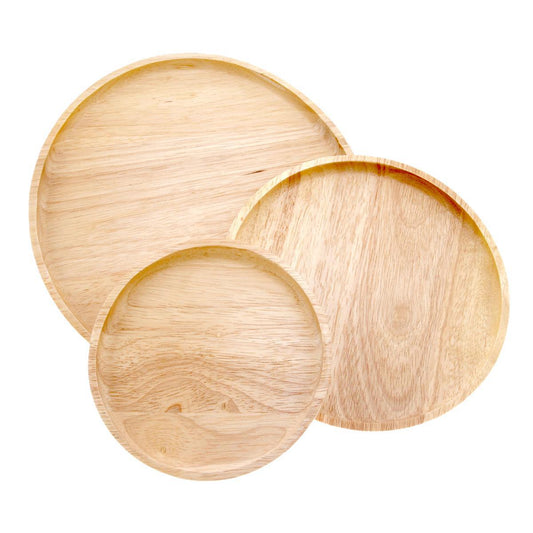 Rubber Tree Wood Tray Circle LG