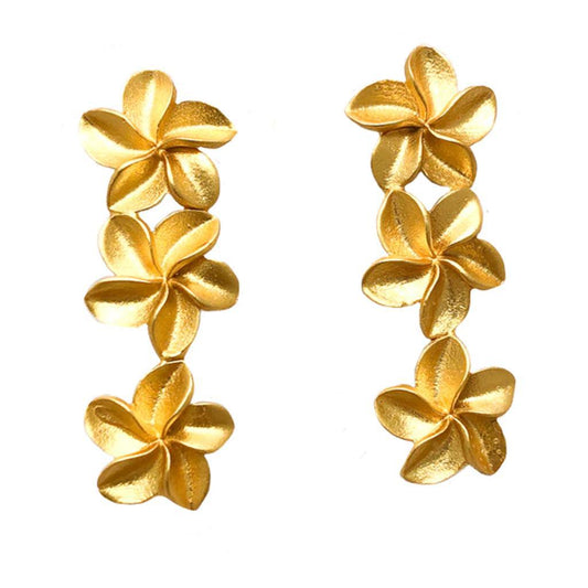 Triple Plumeria Earrings