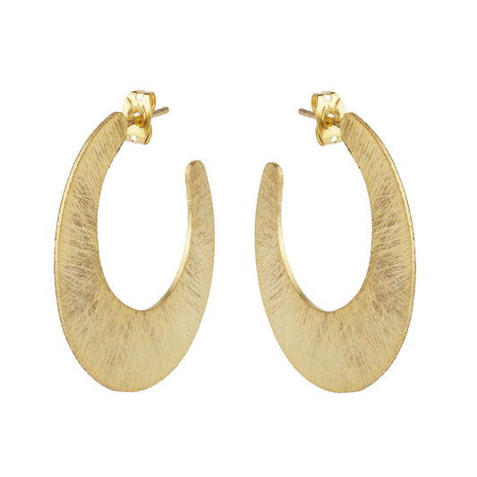 Gold Brushed Crescent Earrings