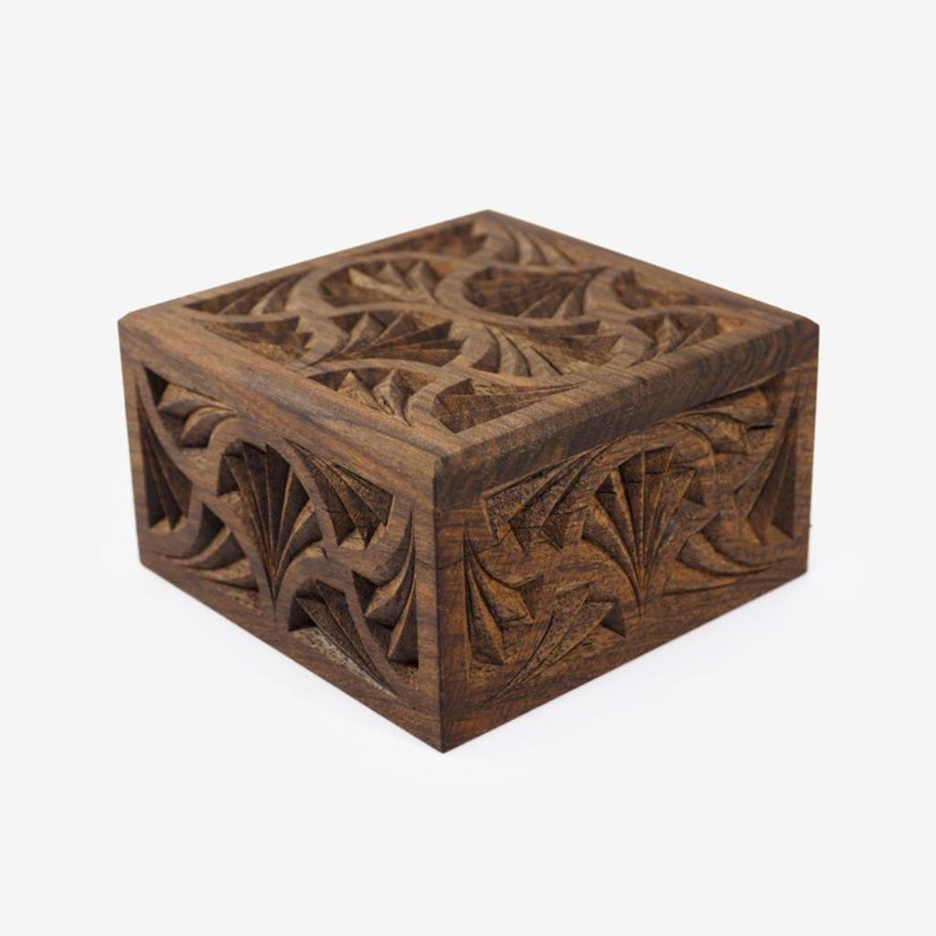 Carved Square Box - 4 in x 4 in