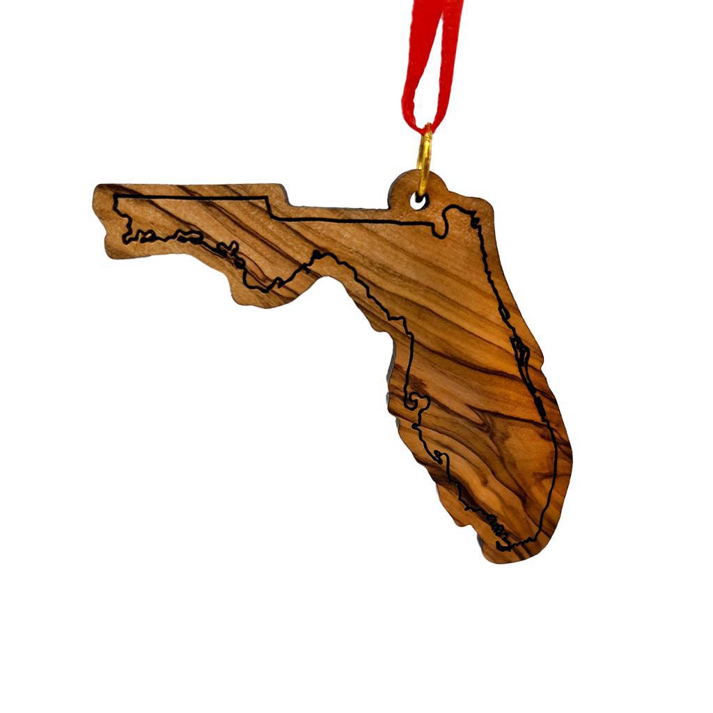 Olive Wood State Ornament