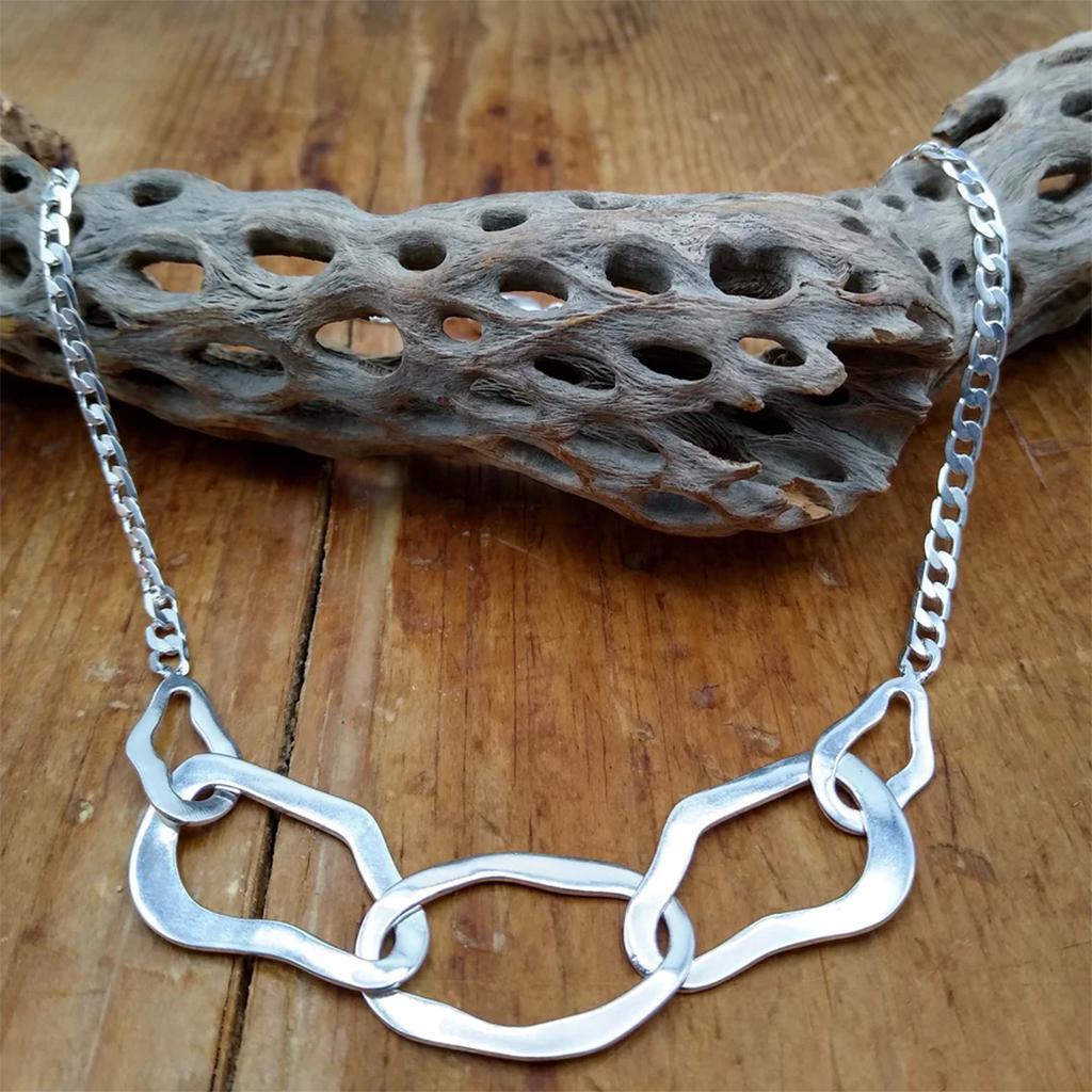 Organic Link Silver Necklace