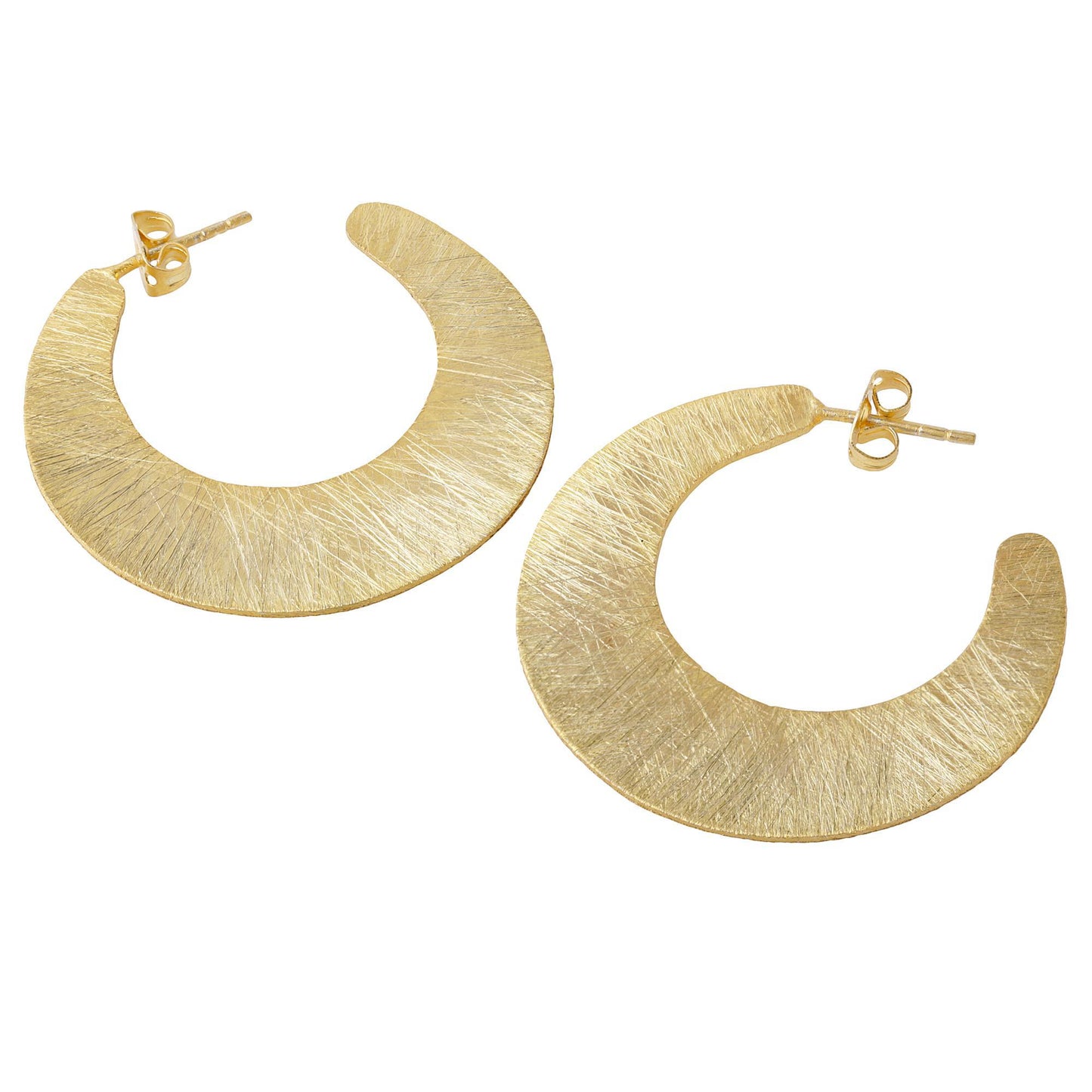 Gold Brushed Crescent Earrings