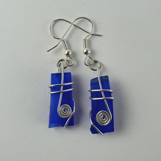 Blue Wire Wrap Earrings