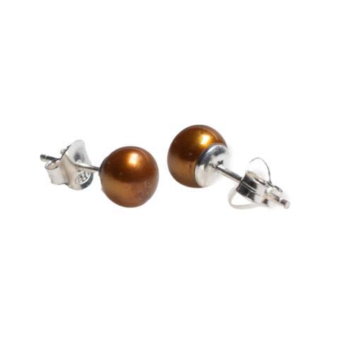 Copper Pearl Stud Earrings