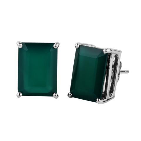 Green Onyx Square Earrings