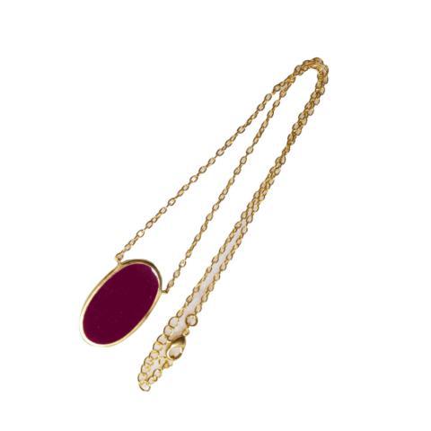 Oval Enamel Brass Necklace - Purple