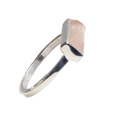 Rose Quartz Silver Bar Ring